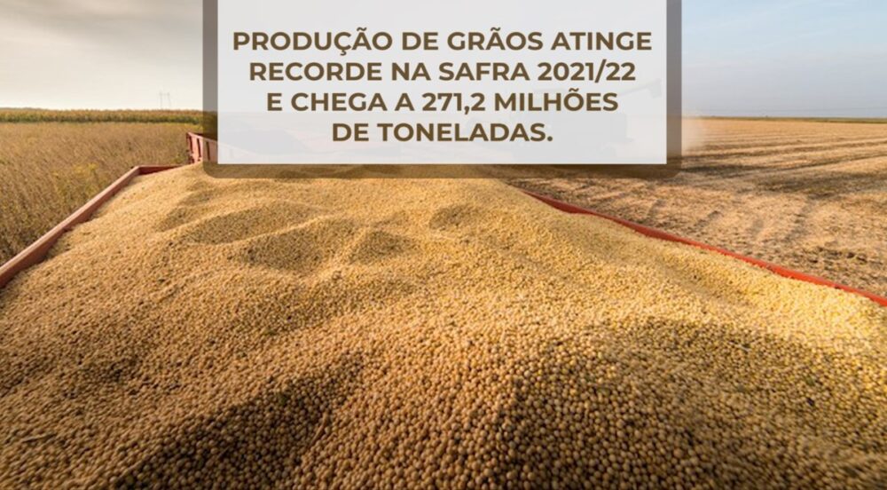 Produção de GRÃOS atinge RECORDE na SAFRA 2021/22 e chega a 271,2 milhões de toneladas.