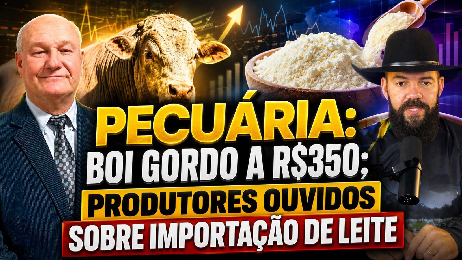 Pecuária: Boi Gordo a R$350; Produtores ouvidos sobre importação de leite