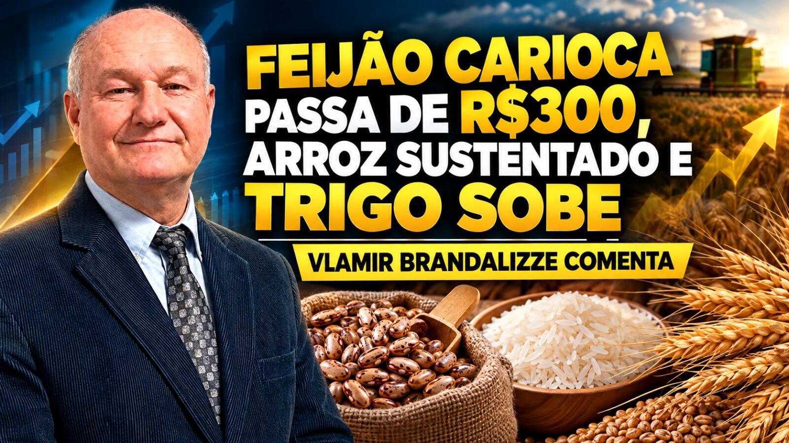 Feijão Carioca Passa de R$300, Arroz Sustentado e Trigo Sobe – Vlamir Brandalizze comenta